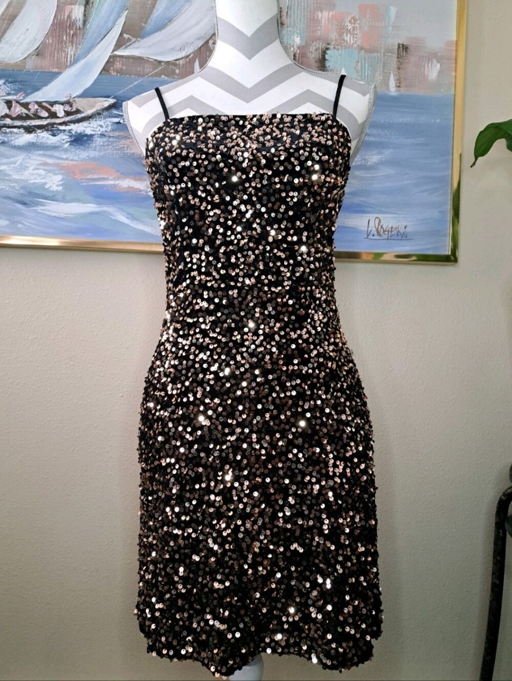 Crystal Sky Mini Black Sequin Dress